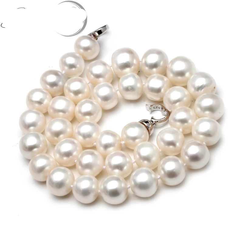 Round Natural Freshwater Big Pearl Necklace Women,Classic Pearl Chocker Necklace