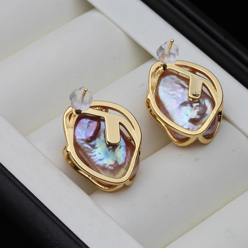 Freshwater Large Baroque Pearl Earring Jewelry,Silver 925 Fine Earrings With Natural Pearls