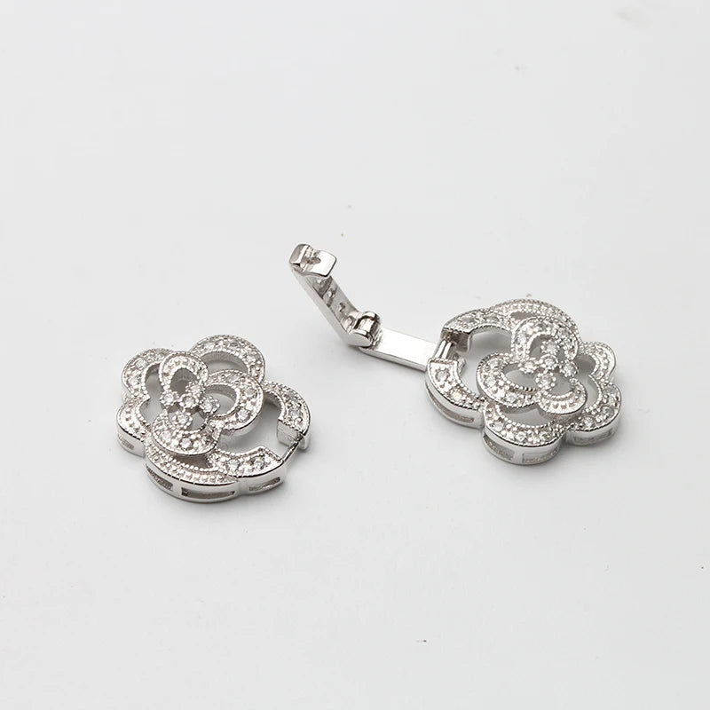 Freshwater Pearl Bracelet Necklace Jewelry Flower Clasp Fasten Accesorry 925 Sterling Silver Jewelry Making DIY