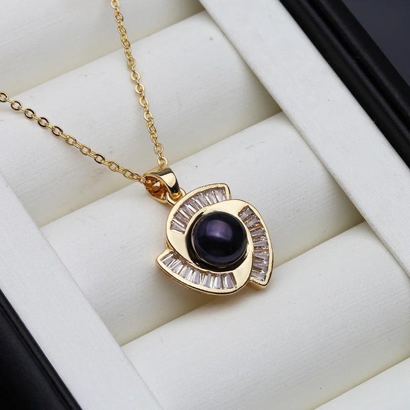 Real Natural Fresh Water Small Pearl Pendant Women,Trendy Gold Plated Pearl Pendant Pendant