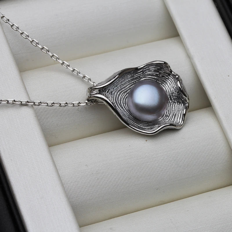 Natural Fresh water Pearl Pendant925 Silver Pearl Necklace 45cm
