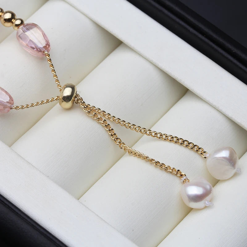 Freshwater Large Thread For Pearl Bracelet Women,Vintage Wide Pearl Jewelry Bracelet Adjustable