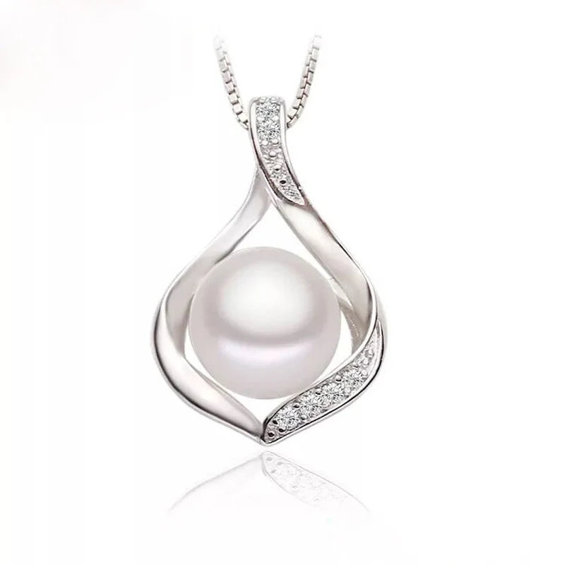 Real Natural Freshwater Black Pearl Pendant Jewelry ,Cute 925 Silver Pearl Necklace