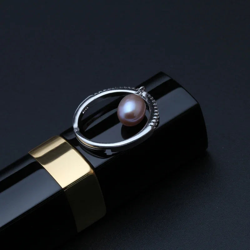 Genuine Freshwater Pearl Rings,925 Silver Pearl Ring Adjustable