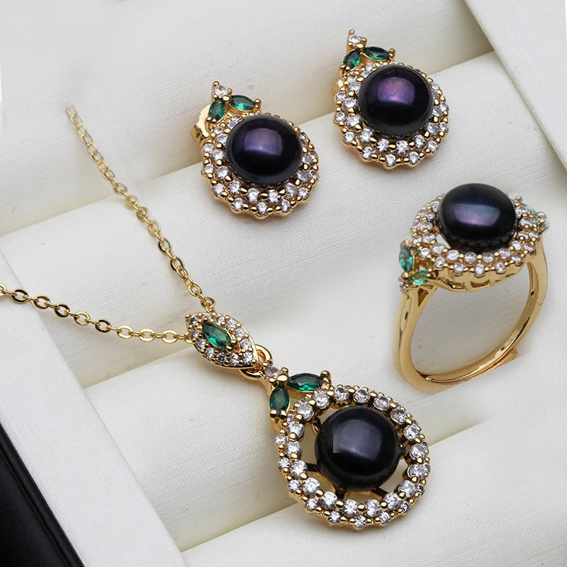 Set With Pearl Earrings And Necklace,Natural Freshwater Pearls Jewellery Set Luxury