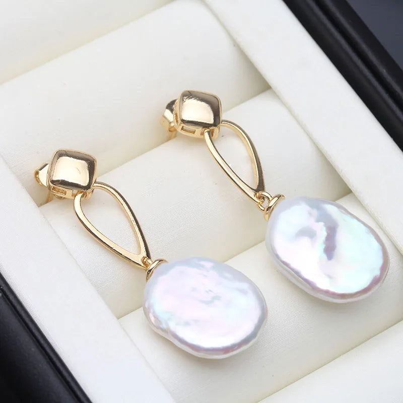 Genuine Original Baroque Pearl Earrings Jewelry Women,Cultured Earrings with Natural Pearls