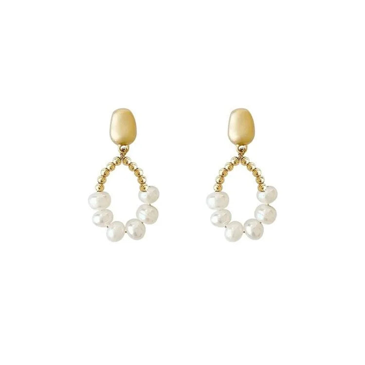 100% Natural Freshwater Pearl 14K Gold Filled Water Drop Tassels Stud Earrings Jewelry  Anti Allergy