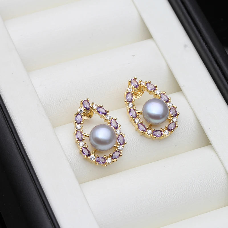 Natural Freshwater Pearl Earrings Genuine Stud Earrings