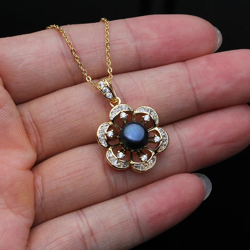 Natural Pearl Pendant Necklaces Cute 18k Gold Plated Pearl Necklace