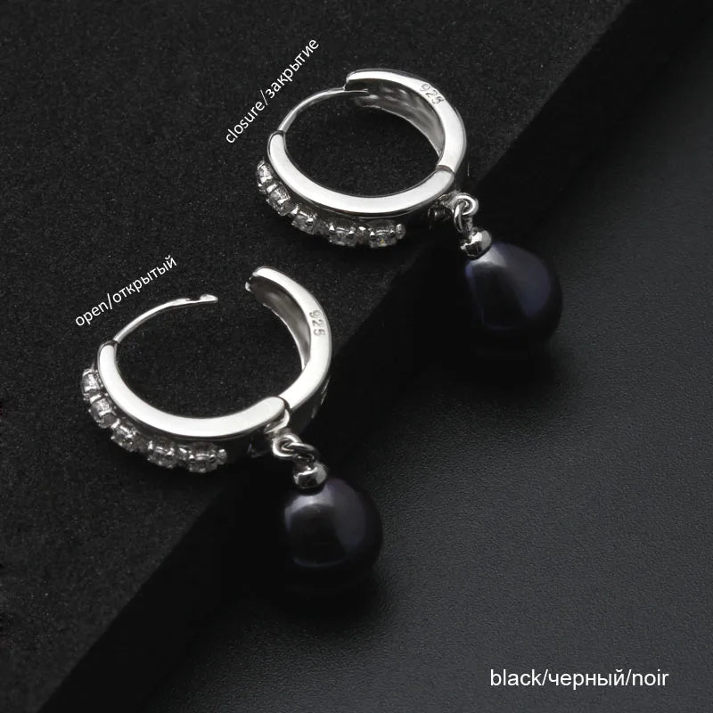 Fine Pearl Earrings 925 Sterling Silver Natural Freshwater Pearl Pearl Hoop Earrings