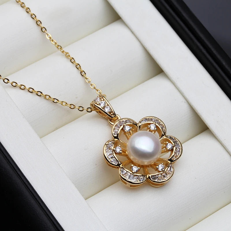 Real Freshwater Natural Pearl Pendant For Woman,Gold Plated Pearl Necklace