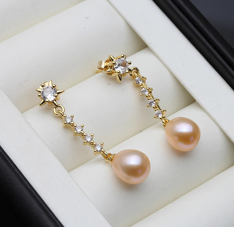 Modern Woman's Pearl Earring Jewelry,Trend Natural Freshwater Hangling Pearl Earring