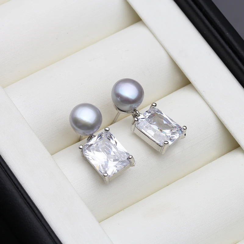 Natural Freshwater Pearl Earrings For Women,Hanging Silver 925 Pearl