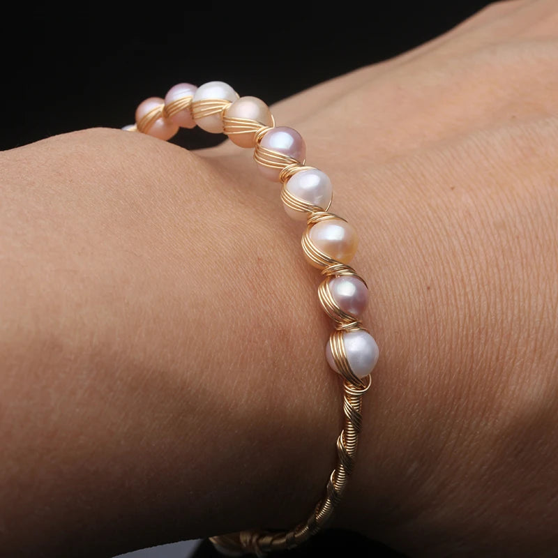Real Freshwater Pearl Bracelet, Vintage Natural Pearl Bracelets Adjustable