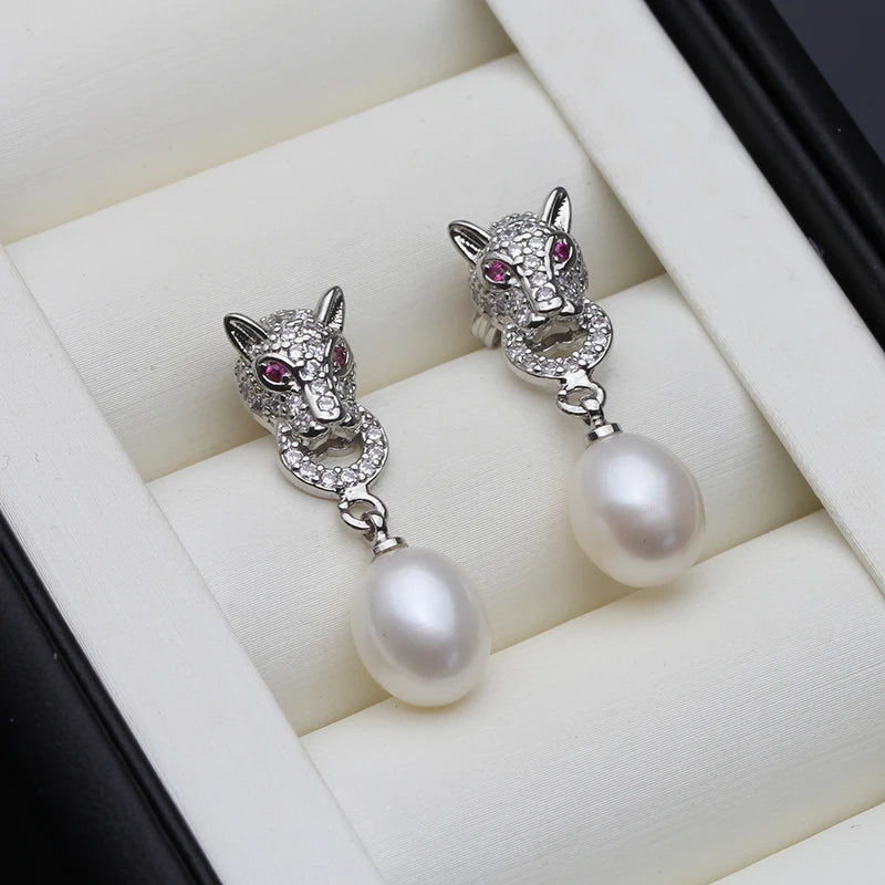 925 Sterling Silver Natural Freshwater Dangle Pearl Earrings