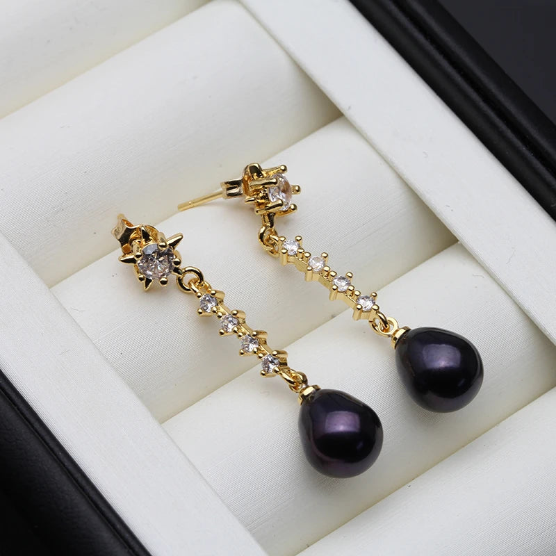 Modern Woman's Pearl Earring Jewelry,Trend Natural Freshwater Hangling Pearl Earring