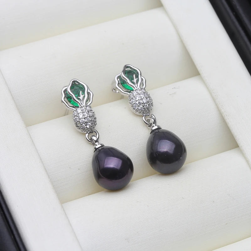 Beautiful Natural Freshwater Pearl Earrings For Women,Cute White 925 Silver Pearl Drop Earring