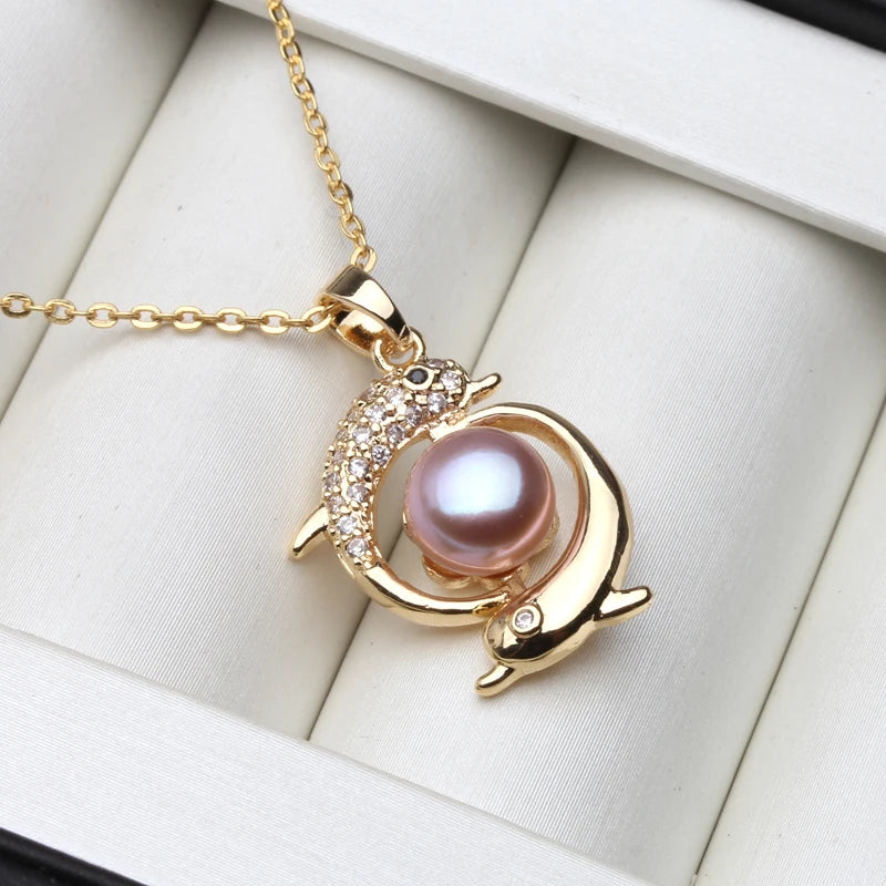 Real Natural Freshwater Pearl Pendant On The Neck,Gold Plated Cultured Gold Plated Pearl Pendant