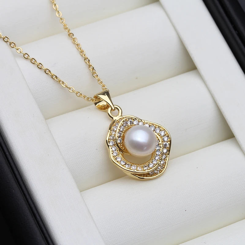 Flat Pearl Pendant On The Neck Woman,Real Natural Freshwater Pearl Jewelry Pendant
