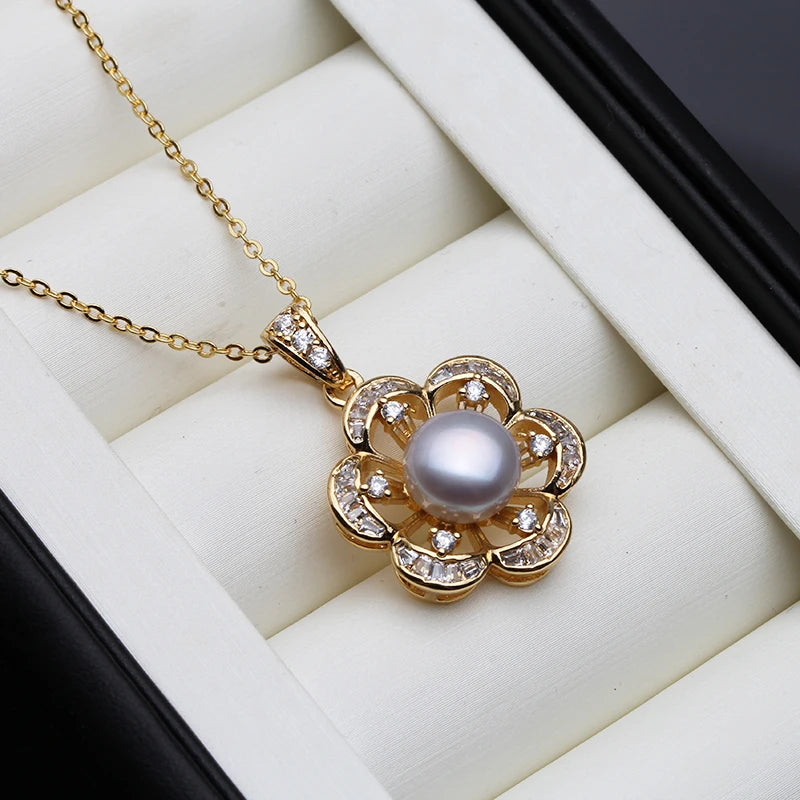 Natural Pearl Pendant Necklaces Cute 18k Gold Plated Pearl Necklace