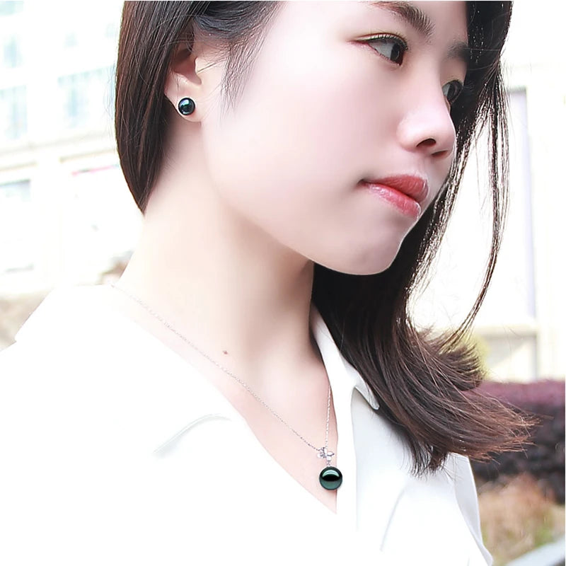Real 925 Silver Pearl Stud Earrings  Natural Freshwater Black Pearl Earrings