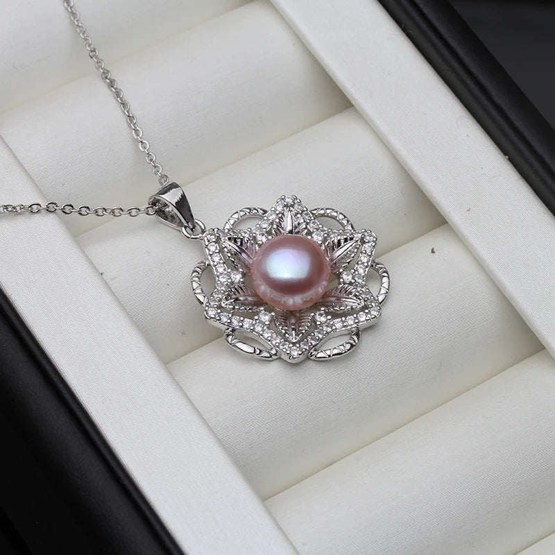 Natural Pendant with Pearl Fresh water Flat Pearl Pendant Silver