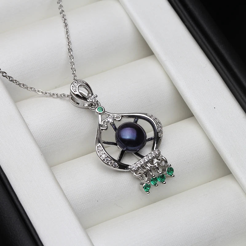 White Natural Fresh water Cultured Pearl Pendant Women,Wedding Silver Pearl Pendant 925