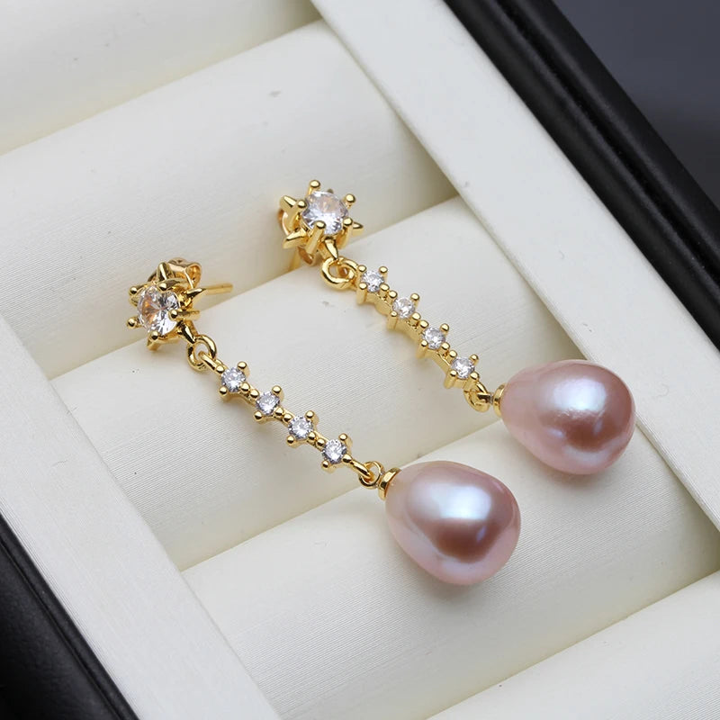 Modern Woman's Pearl Earring Jewelry,Trend Natural Freshwater Hangling Pearl Earring