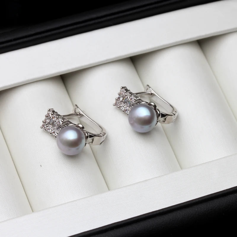925 Sterling Silve Clip ons Earrings Real Natural Freshwater pearl