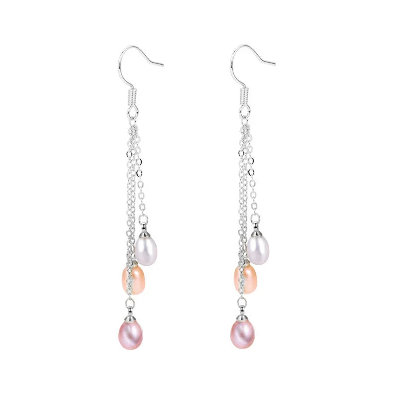 Real Fresh Water Natural Long Pearl Earring Drop