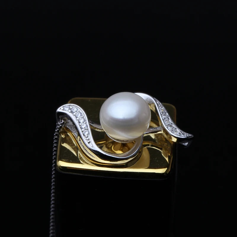 Real Natural Black Pearl Pendant Classic Fresh water 925 Pearl Pendant Silver