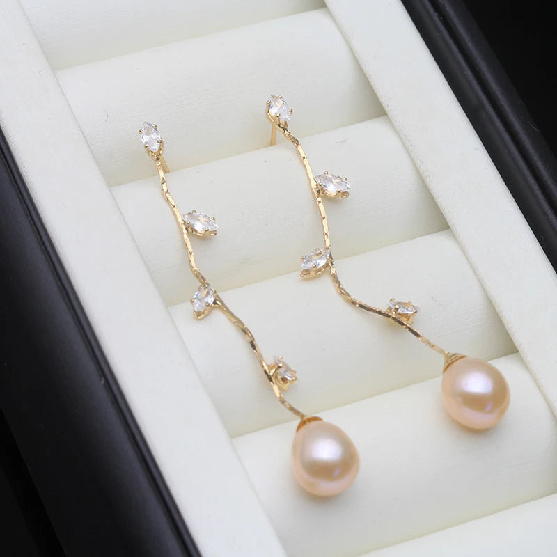 Cultured River Freshwater Pearl Earrings ,True Dangle Pearl Earring