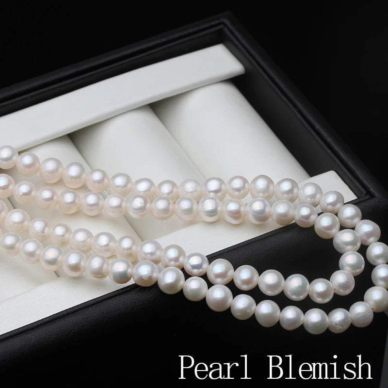 Real White Natural Freshwater Pearl Necklace Long Woman,Small Pearl Sweater Necklace
