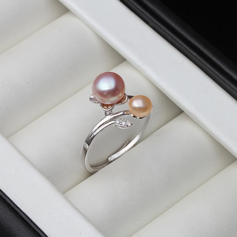 Real Freshwater Natural Pearl Rings, Cute 925 Silver Rings