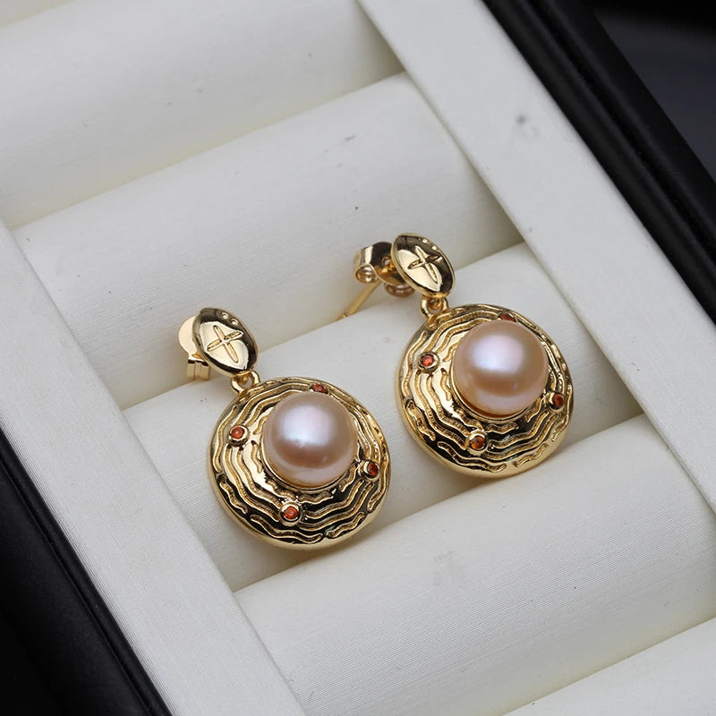 Real Freshwater Big Pearl Earrings For Women Natural Pearl Earrings Fine Jewelry