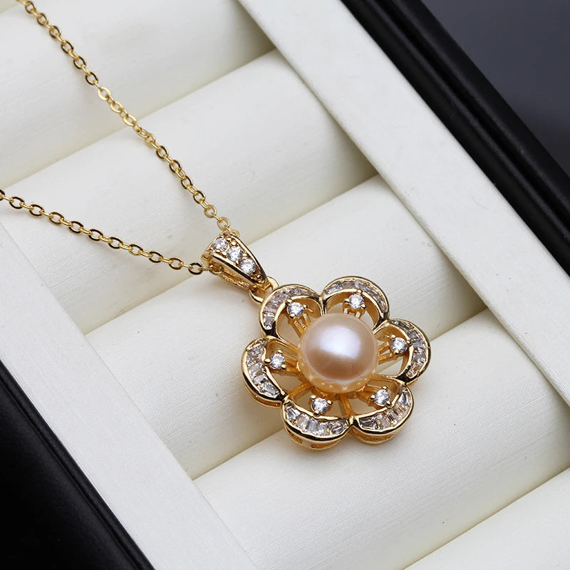 Real Freshwater Natural Pearl Pendant For Woman,Gold Plated Pearl Necklace