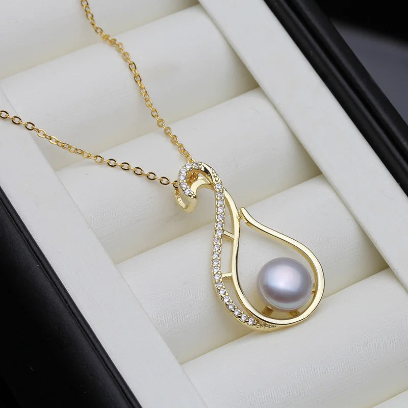 Natural Flat Pearl Pendant Freshwater Gold Plated Pearl Jewelry Pendants