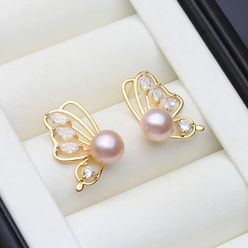 Genuine Freshwater Pearl Earrings For Women,Trendy Cultured Jewelry Stud Earrings
