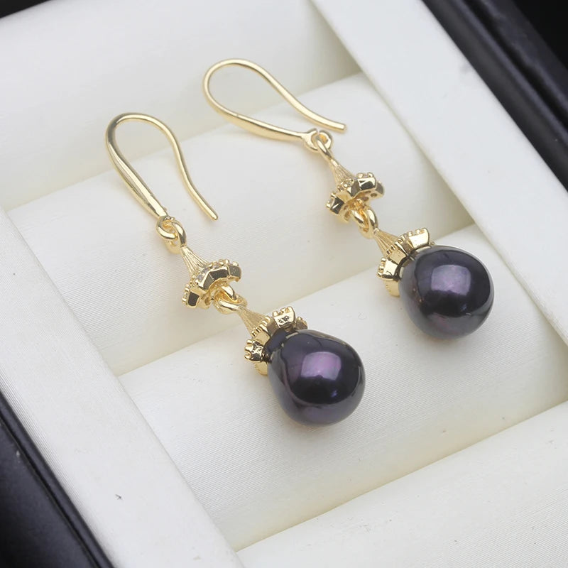 Real Freshwater Pearl Dangle Earrings For Women,Gold Plated Small Heart Pearl EARRINGS