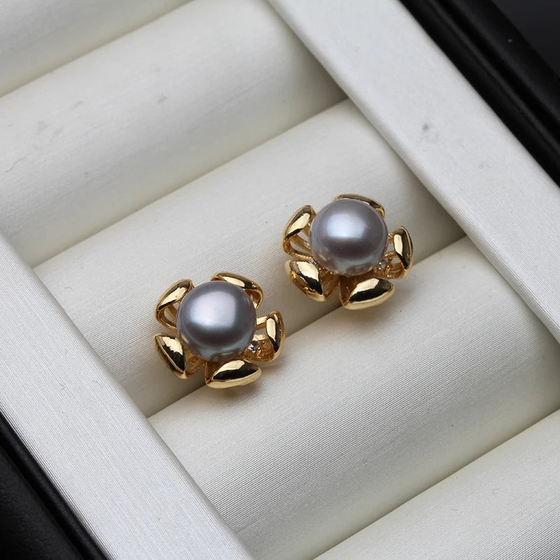 Genuine Cultured Freshwater Natural Pearl Earring 925 Silver