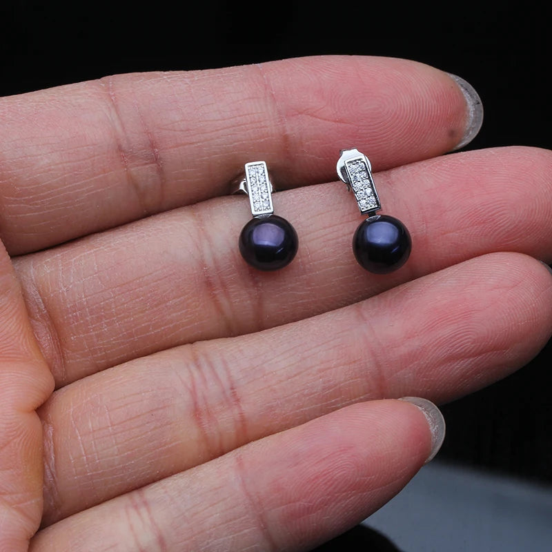 Natural Freshwater Pearl Stud Earrings For Women,Trendy Sterling Silver