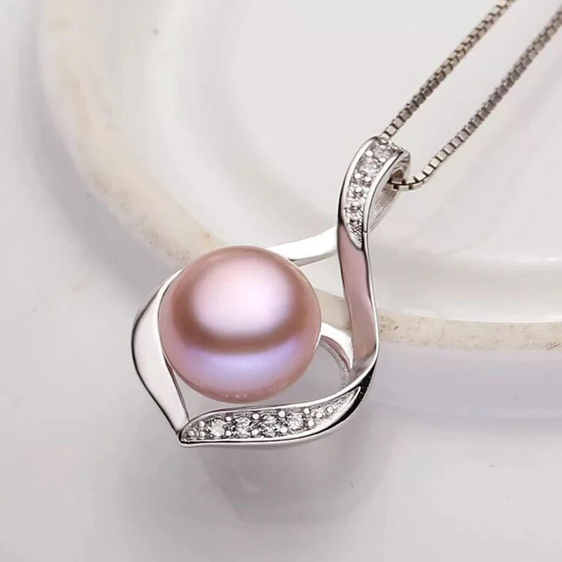 Real Natural Freshwater Pearl Pendant ,925 Sterling Silver Pearl Pendant