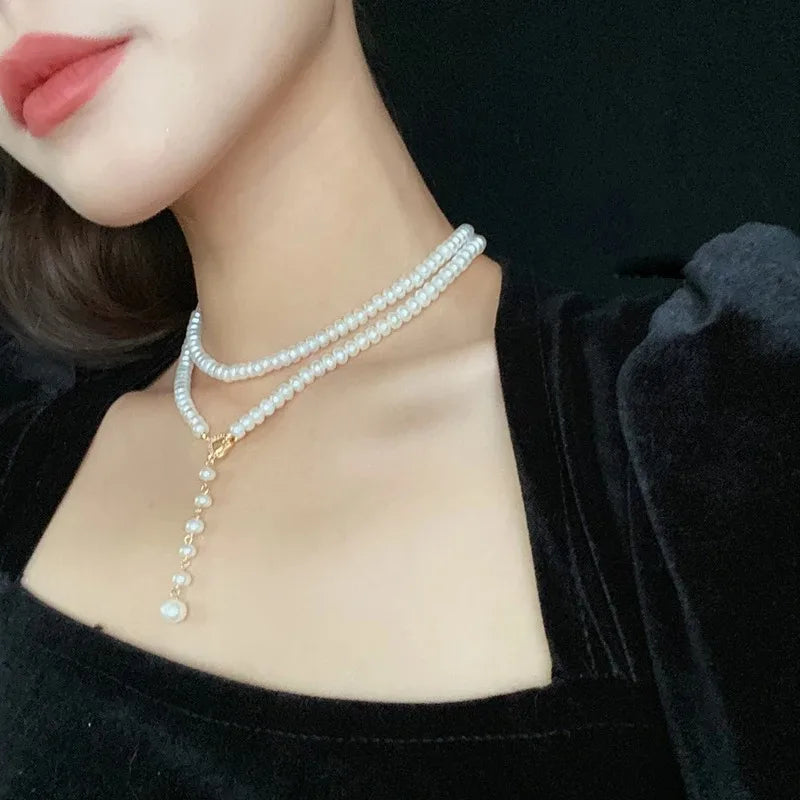 Freshwater Natural Long Pearl Necklace For Women,Wedding Pearl Pendant Necklace  85cm