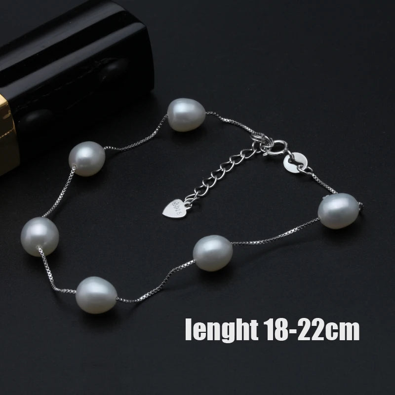 Real Freshwater Pearl Bracelet Natural Pearl Jewelry Bracelet 925 Silver