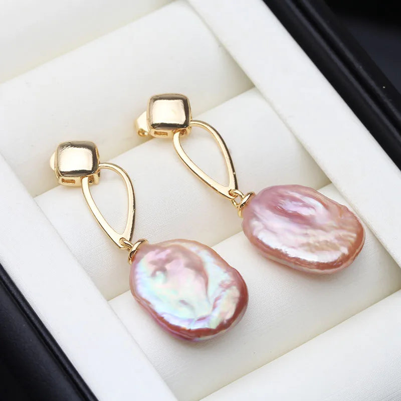 Genuine Original Baroque Pearl Earrings Jewelry Women,Cultured Earrings with Natural Pearls