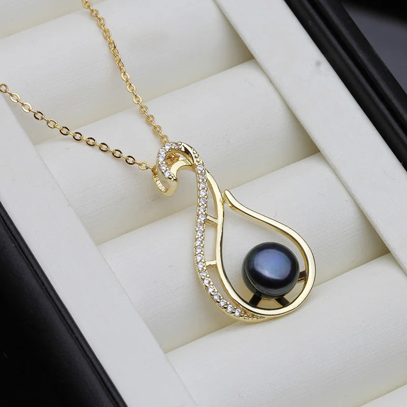 Natural Flat Pearl Pendant Freshwater Gold Plated Pearl Jewelry Pendants