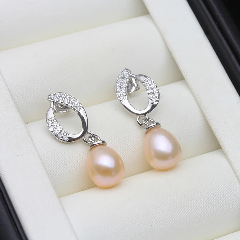 Natural Freshwater Stud Earrings With Pearls,Vintage Silver 925 Pearl Earrings