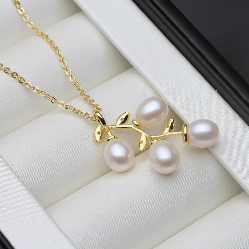 Gold Plated Pearl Pendants Jewelry Natural Fresh water Pendant with Pearls