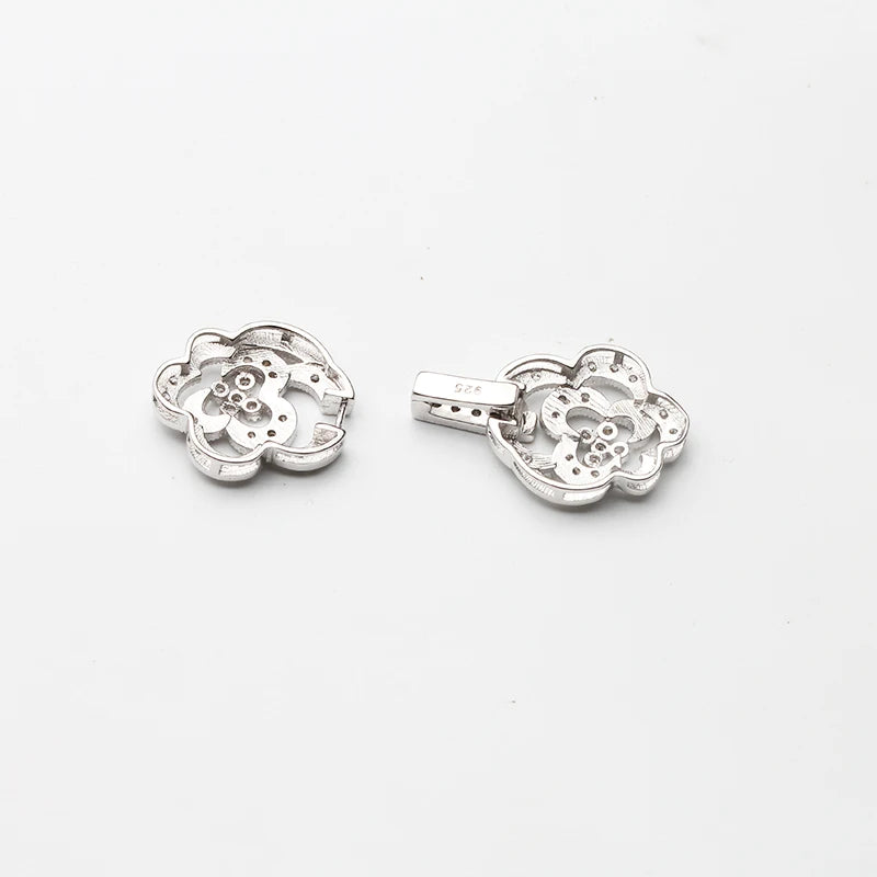 Freshwater Pearl Bracelet Necklace Jewelry Flower Clasp Fasten Accesorry 925 Sterling Silver Jewelry Making DIY