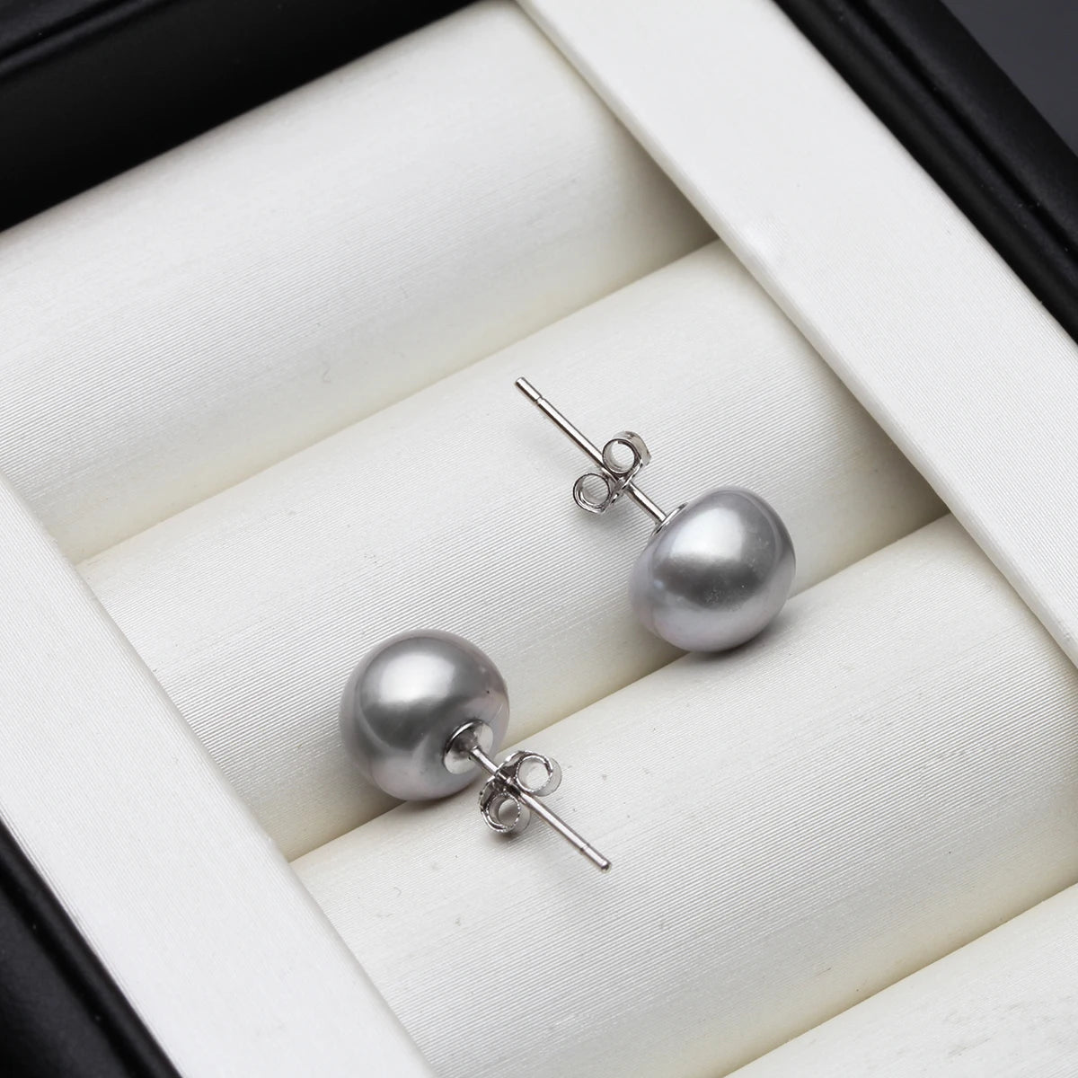 Real 925 Sterling Silver Pearl Stud Earrings  Freshwater Flat Pearl Earrings Leverback